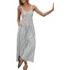 CUPSHE Maxi Jumpsuit for Women Striped Sleeveless Smocked Cutout Back Wide Leg Summer Casual Overall Romper(Blue Striped)