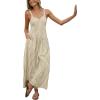 CUPSHE Maxi Jumpsuit for Women Striped Sleeveless Smocked Cutout Back Wide Leg Summer Casual Overall Romper(Brown Striped)