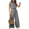 CUPSHE Women Floral Summer Maxi Jumpsuit with Pocket Mock Neck Elastic Waist Wide Leg Business Wedding Casual Holiday Dressy(Black Floral)