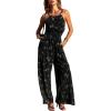 CUPSHE Women’s Casual Loose Overalls Jumpsuits High Neck Sleeveless Wide Leg Boho One Piece Rompers With Pockets(Floral Black)