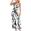 CUPSHE Women’s Casual Loose Overalls Jumpsuits High Neck Sleeveless Wide Leg Boho One Piece Rompers With Pockets(White Patterned)