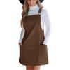 CUPSHE Women’s Corduroy Overall Dress Square Neck A Line Fall Pinafore Mini Dress with Pockets(Brown)