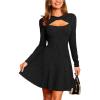 CUPSHE Womens Fall Dresses Long Sleeve High Neck Cutout Knit Christmas Outfit Knit Party Dress(Black)