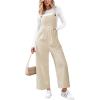 CUPSHE Womens Jumpsuit Corduroy Overalls Square Neck Sleeveless Wide Leg Jumpsuits Pockets Casual Outfit Loose Fall Romper(Apricot)