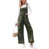 CUPSHE Womens Jumpsuit Corduroy Overalls Square Neck Sleeveless Wide Leg Jumpsuits Pockets Casual Outfit Loose Fall Romper(Green)