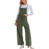 CUPSHE Womens Jumpsuit Corduroy Overalls Square Neck Sleeveless Wide Leg Jumpsuits Pockets Casual Outfit Loose Fall Romper(Green2)