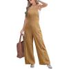 CUPSHE Womens Maxi Denim Jumpsuit Square Neck Sleeveless Casual Backless Loose Overall Jeans Wide Leg Long One Piece Jumpsuit(Brown)