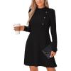 CUPSHE Women’s Mini Dresses Round Neck Long Sleeve Textured Button Knit A Line Short Casual Fall Dresses(Black)