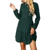CUPSHE Women’s Mini Fall Dresses Knit Casual Long Sleeve Crew Neck Flowy Tiered Ruffled Short Sweater Dress(Green)