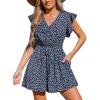 CUPSHE Women’s Romper Tropical Flutter Sleeve Boho Overall V Neck Wide Leg Outfit Casual Beach(Polka Dots)