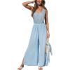 CUPSHE Women’s Sleeveless Jumpsuit Summer Wide Leg One Piece Romper Casual Elegant Outfit for Beach Party Travel Outfits(Blue)