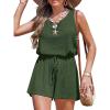 CUPSHE Womens Summer Casual Sleeveless Romper Overalls One Piece Jumpsuit Beach Cover Up Vacation Summer Outfits(Dark Green)