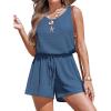 CUPSHE Womens Summer Casual Sleeveless Romper Overalls One Piece Jumpsuit Beach Cover Up Vacation Summer Outfits(Jean Blue)