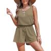 CUPSHE Womens Summer Casual Sleeveless Romper Overalls One Piece Jumpsuit Beach Cover Up Vacation Summer Outfits(Khaki)