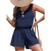 CUPSHE Womens Summer Casual Sleeveless Romper Overalls One Piece Jumpsuit Beach Cover Up Vacation Summer Outfits(Navy Blue)