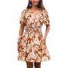 CUPSHE Womens Summer Dresses 2025 V Neck Short Sleeve Flowy A-line Beach Vacation Dress with Pockets(Red Floral)