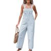 CUPSHE Women’s Summer Jumpsuits Striped Wide Leg Overall Casual Straps Button Loose Maxi Rompers with Pockets(Blue Striped)