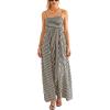 CUPSHE Womens Summer Maxi Dress Casual Sleeveless Square Neck Striped Beach Long Dress with Pockets(Black)