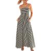 CUPSHE Womens Summer Maxi Dress Casual Sleeveless Square Neck Striped Beach Long Dress with Pockets(Black Beige Striped)