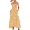 CUPSHE Womens Summer Maxi Dress Casual Sleeveless Square Neck Striped Beach Long Dress with Pockets(Curcuma Striped)