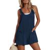 CUPSHE Women’s Summer Sleeveless Overall Adjustable Loose Jumpsuit Beach Romper Travel Vacation Outfits with Pockets(Dark Blue)