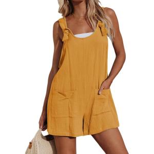 CUPSHE Women’s Summer Sleeveless Overall Adjustable Loose Jumpsuit Beach Romper Travel Vacation Outfits with Pockets(Ginger)