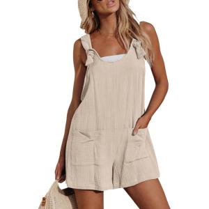 CUPSHE Women’s Summer Sleeveless Overall Adjustable Loose Jumpsuit Beach Romper Travel Vacation Outfits with Pockets(Yellow)