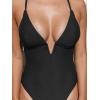 CUPSHE Women Swimsuit One Piece Bathing Suit Deep V Neck Crisscross Back Adjustable Strap(Black)