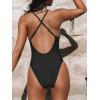 CUPSHE Women Swimsuit One Piece Bathing Suit Deep V Neck Crisscross Back Adjustable Strap(Black)