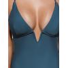 CUPSHE Women Swimsuit One Piece Bathing Suit Deep V Neck Crisscross Back Adjustable Strap(Blue)