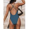 CUPSHE Women Swimsuit One Piece Bathing Suit Deep V Neck Crisscross Back Adjustable Strap(Blue)