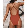 CUPSHE Women Swimsuit One Piece Bathing Suit Deep V Neck Crisscross Back Adjustable Strap(Brick Red)