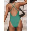 CUPSHE Women Swimsuit One Piece Bathing Suit Deep V Neck Crisscross Back Adjustable Strap(Green)