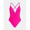 CUPSHE Women Swimsuit One Piece Bathing Suit Deep V Neck Crisscross Back Adjustable Strap(Hot Pink)