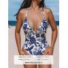 CUPSHE Women Swimsuit One Piece Bathing Suit Deep V Neck Crisscross Back Adjustable Strap(Navy Floral)