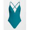 CUPSHE Women Swimsuit One Piece Bathing Suit Deep V Neck Crisscross Back Adjustable Strap(Teal)