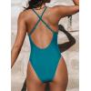 CUPSHE Women Swimsuit One Piece Bathing Suit Deep V Neck Crisscross Back Adjustable Strap(Teal)
