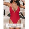CUPSHE Women Swimsuit One Piece Bathing Suit Deep V Neck Crisscross Back Adjustable Strap(Tomato Red)