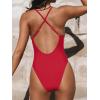 CUPSHE Women Swimsuit One Piece Bathing Suit Deep V Neck Crisscross Back Adjustable Strap(Tomato Red)