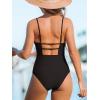 CUPSHE Women Swimsuit One Piece Bathing Suit Square Neck Cutout Back Tummy Control with Adjustable Spaghetti Straps(Black)