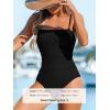 CUPSHE Women Swimsuit One Piece Bathing Suit Square Neck Cutout Back Tummy Control with Adjustable Spaghetti Straps(Black)