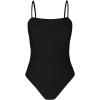CUPSHE Women Swimsuit One Piece Bathing Suit Square Neck Cutout Back Tummy Control with Adjustable Spaghetti Straps(Black)