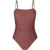CUPSHE Women Swimsuit One Piece Bathing Suit Square Neck Cutout Back Tummy Control with Adjustable Spaghetti Straps(Blush Red)