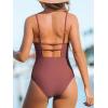 CUPSHE Women Swimsuit One Piece Bathing Suit Square Neck Cutout Back Tummy Control with Adjustable Spaghetti Straps(Blush Red)