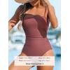 CUPSHE Women Swimsuit One Piece Bathing Suit Square Neck Cutout Back Tummy Control with Adjustable Spaghetti Straps(Blush Red)