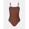 CUPSHE Women Swimsuit One Piece Bathing Suit Square Neck Cutout Back Tummy Control with Adjustable Spaghetti Straps(Chestnut Brown)
