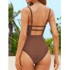 CUPSHE Women Swimsuit One Piece Bathing Suit Square Neck Cutout Back Tummy Control with Adjustable Spaghetti Straps(Chestnut Brown)