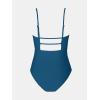 CUPSHE Women Swimsuit One Piece Bathing Suit Square Neck Cutout Back Tummy Control with Adjustable Spaghetti Straps(Dark Blue)