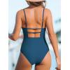 CUPSHE Women Swimsuit One Piece Bathing Suit Square Neck Cutout Back Tummy Control with Adjustable Spaghetti Straps(Dark Blue)