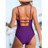 CUPSHE Women Swimsuit One Piece Bathing Suit Square Neck Cutout Back Tummy Control with Adjustable Spaghetti Straps(Deep Violet)